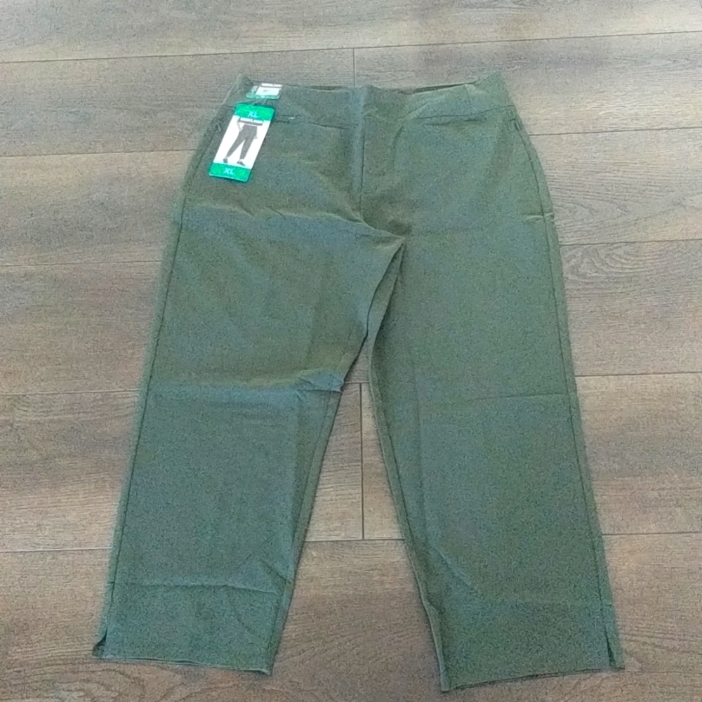 Kirkland Signature Ladies Ankle Pants Stretch Pull On Green XL NWT